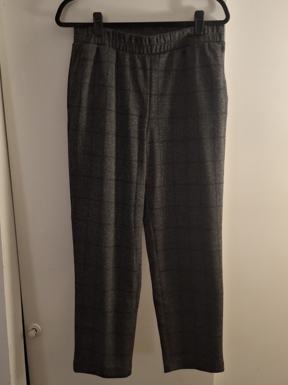 a new day Women's Gray Plaid Dress Pants - Elastic Waist